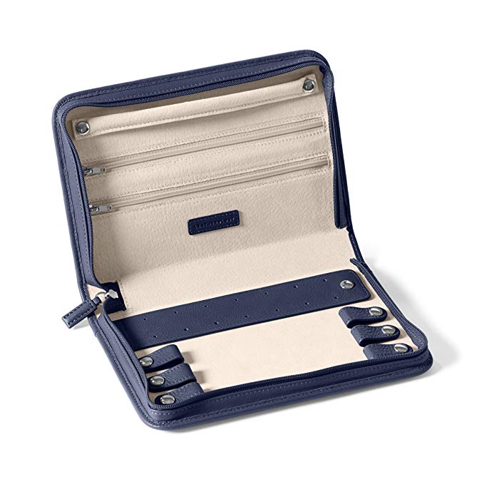 Large Jewelry Case - Full Grain Leather - Navy (blue)