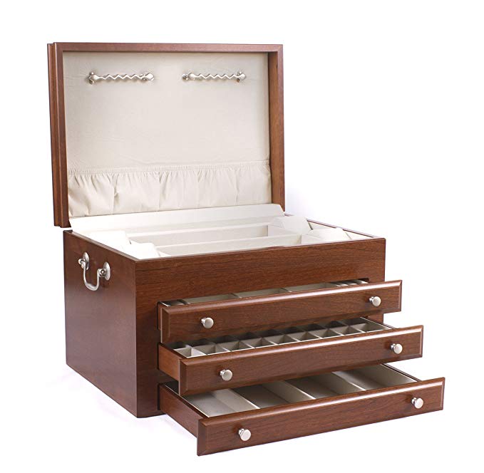 American Chest Majestic, 3-Drawer Solid Cherry Jewelry Chest, MADE in USA by American Chest