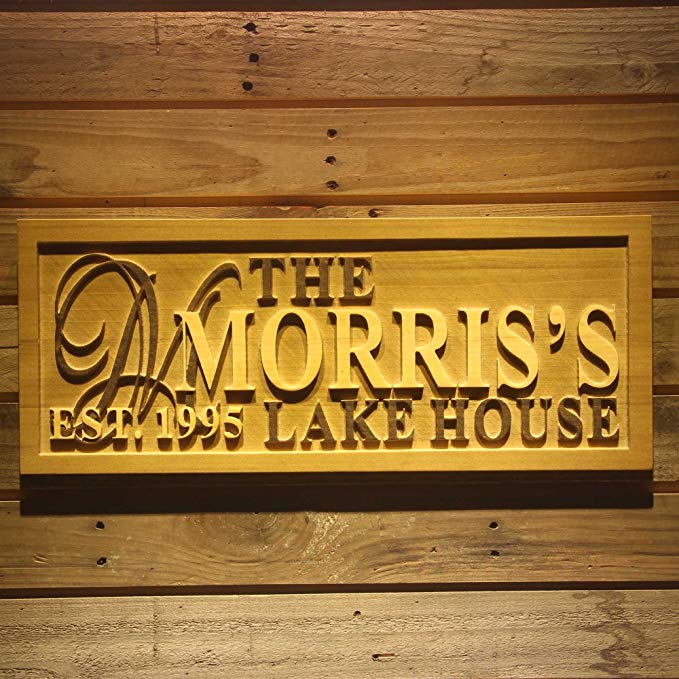 ADVPRO wpa0031 Name Personalized Lake House Last Name Home Décor Wedding Gift Wooden Sign - Large 26.75