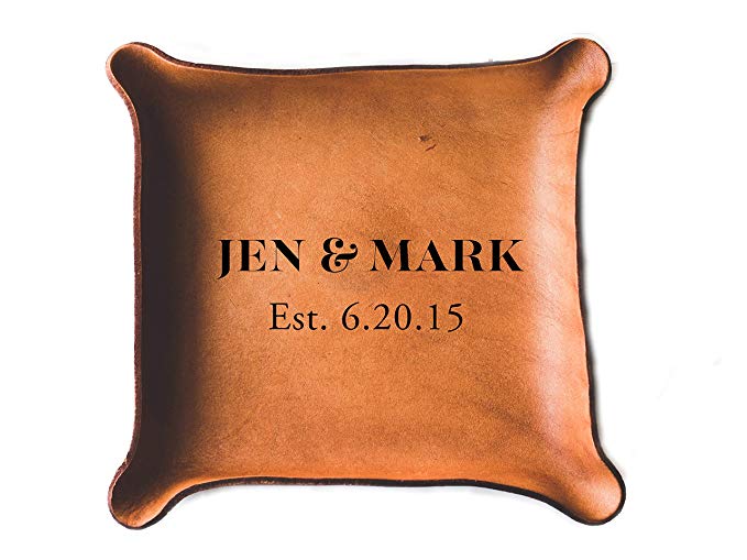 3rd Personalized Leather Tray Initials & Wedding Year (Large Tray (7