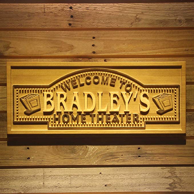 ADVPRO wpa0058 Name Personalized Home Theater Cinema Ticket Home Decoration Beer Bar Décor 3D Engraved Wooden Sign - Large 26.75