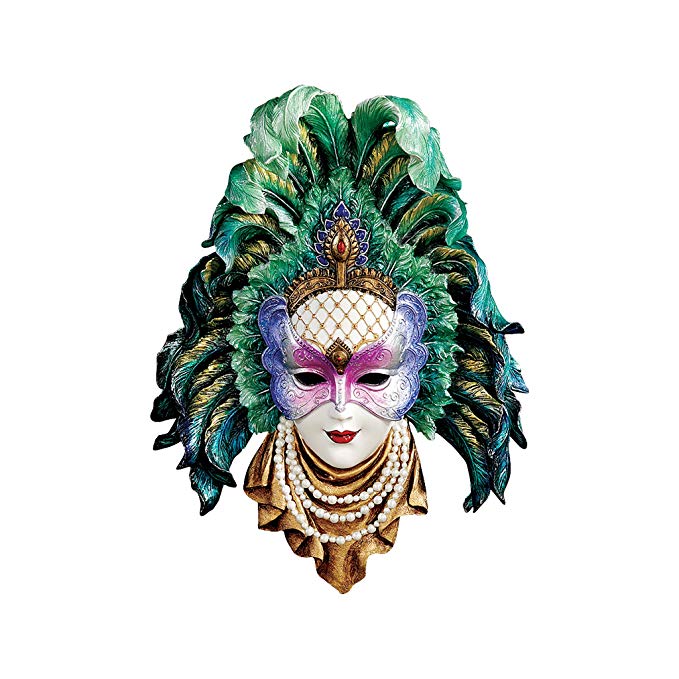 Design Toscano Maidens of Mardi Peacock Princess Gras Wall Mask Sculpture