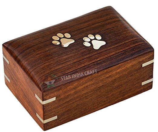 StarIndiaCraft Rosewood Pet Urn Peaceful Pet Memorial Keepsake Urn, Photo Box Cremation Urn for Dogs,Cats, Keepsake Urns for Ashes, Wooden Box Urn (6 X 4 X 2.75