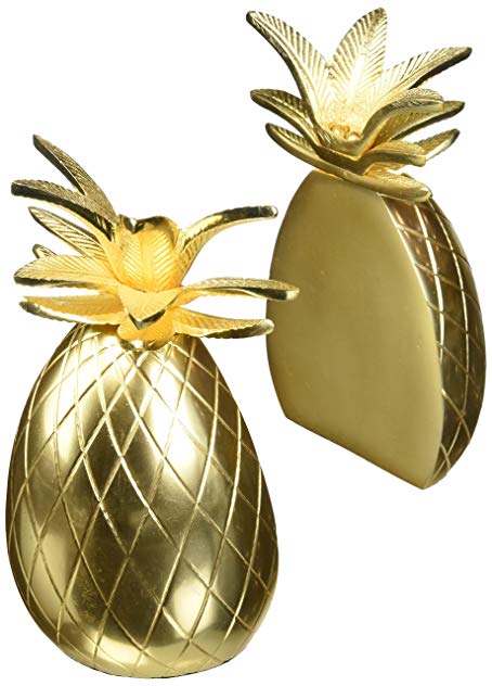 8 Oak Lane EN050GOL Finish Pineapple Bookends Set of 2 8.5