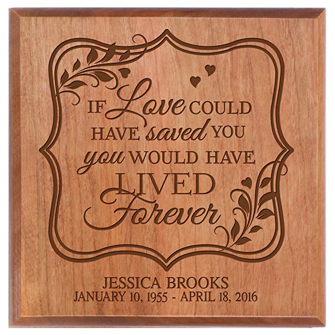 Personalized Cremation Urn - SMALL Funeral sharing Keepsake box for humans - Memorial Gift for home or Columbarium If Love Could have saved you - Holds SMALL portion of ashes (Cherry Personalized Urn)