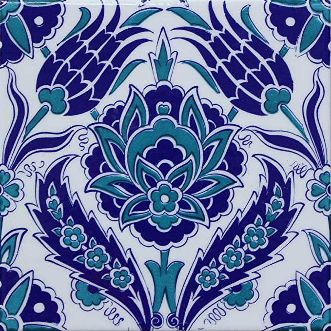 Turkish Iznik Carnation & Tulip Pattern Turquiose 8