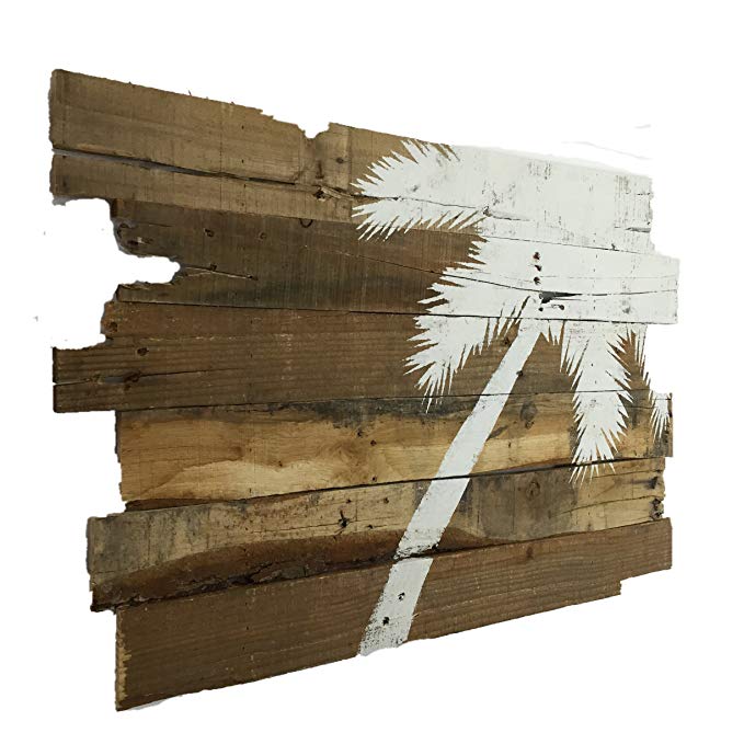 Beach Decor Palm Tree on Natural Wood