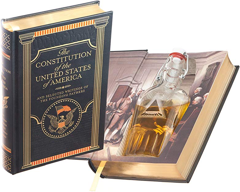 Flask Hollow Book - The Constitution of the United States of America (Leather-bound) (Magnetic Closure)