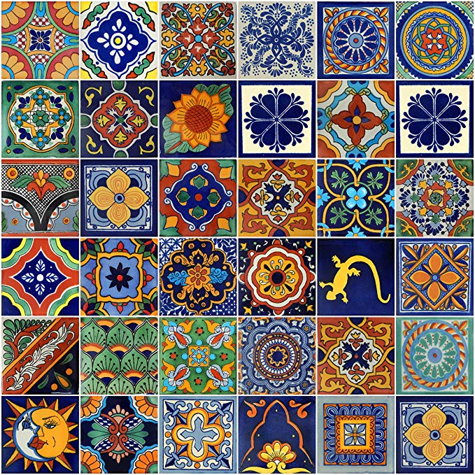 Color y Tradicion Mexican Tiles 4x4 Handpainted Hundred Pieces Assorted Designs