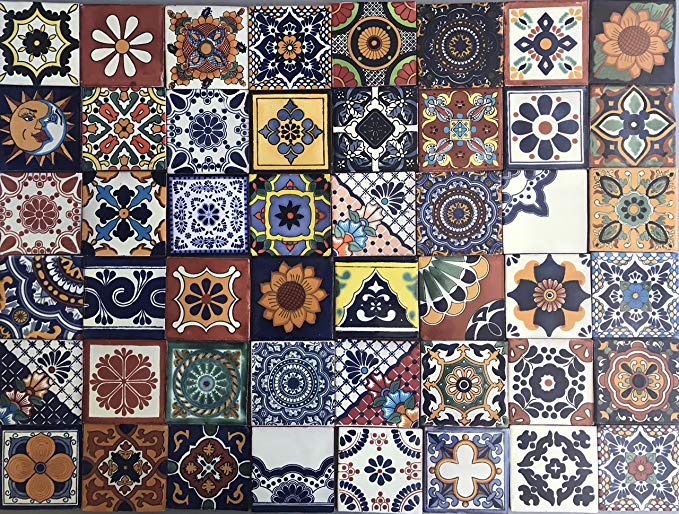 Talavera 48 Mixed Designs Real Ceramic Mexican Tile 4x4