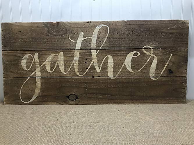 Gather XL Reclaimed Wood Pallet Sign Home Decor 36x16