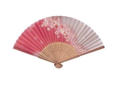 Bamboo Japanese Folding Silk Fan Cherry Blossom Sakura Susu in Box 8.2 inches From Japan