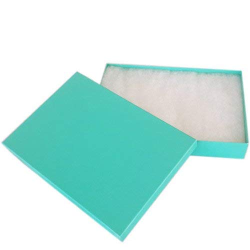 The Display Guys, Pack of 100 Teal Green 8 1/8x5 5/8x1 3/8 inches Cotton Filled Paper Jewelry Box Gift Display Case (#85)