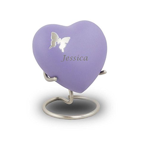 OneWorld Memorials Aria Butterfly Bronze Keepsake Urns - Extra Small - Holds Up to 3 Cubic Inches of Ashes - Purple Cremation Urn for Ashes - Engraving Sold Separately