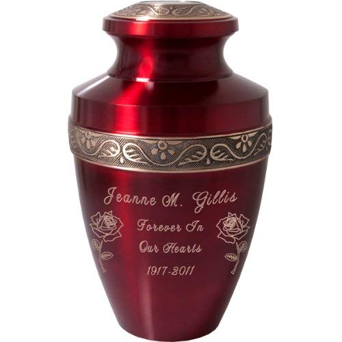 Custom Engravable Scarlet Brass Cremation Urn (11