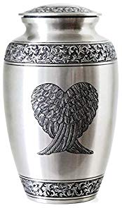 Guardian Angel Wings Silver Pewter Cremation Urn by Glow Choice: Funeral Urns for Ashes/Gift or Tribute Vase for Burial Memorial/Beautiful & Affordable