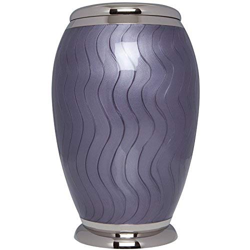 Liliane Memorials Lavender Enamel Funeral Cremation Urn Blanche Model in Brass for Human Ashes Suitable for Cemetery Burial Fits Remains of Adults up to 200 lbs, Large, Purple