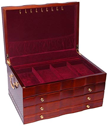 Quality Importers JB-028 The Ava Jewelry Box - Light Mahogany Finish