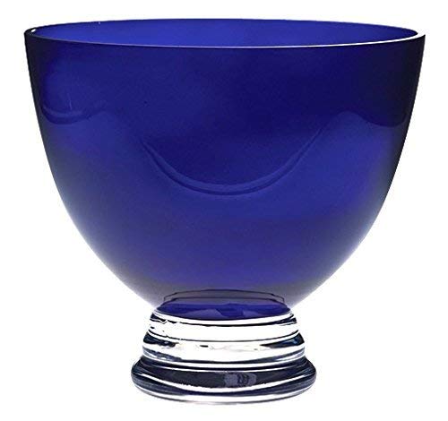 Barski Beautiful Handmade Glass Round Footed Bowl, Cobalt, , 9.5