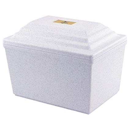 Guardian Vault in White, Urn Vault for Burial, Adult Sized, Polymer Storage of One Cremation Urn for Burial of Ashes