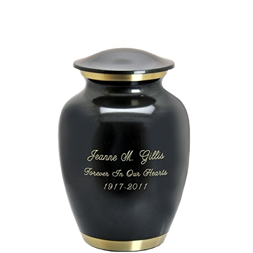 Custom Engravable Dark Pewter with Two Gold Bands Cremation Urn (6