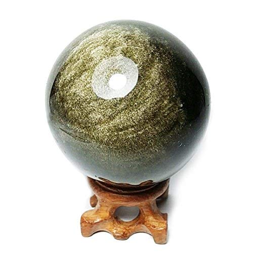 Large Golden Obsidian Crystal Sphere, 100mm/3.9” Diameter, Rare Protective Stone Balls for Decoration, Healing, Meditation, Feng Shui, Hand-made