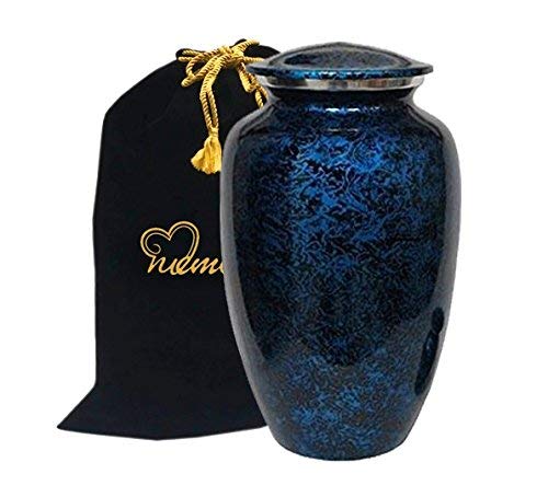 MEMORIALS 4U Memorials4u Forest Blue Cremation Urn for Human Ashes - Adult Funeral Urn Handcrafted - Affordable Urn for Ashes - Large Urn Deal