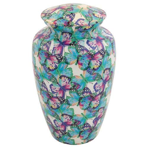 Silverlight Urns Butterfly Kaleidoscope Cremation Urn for Ashes, Multi-Color Butterfly Adult Funeral Urn, 10.5 Inches High