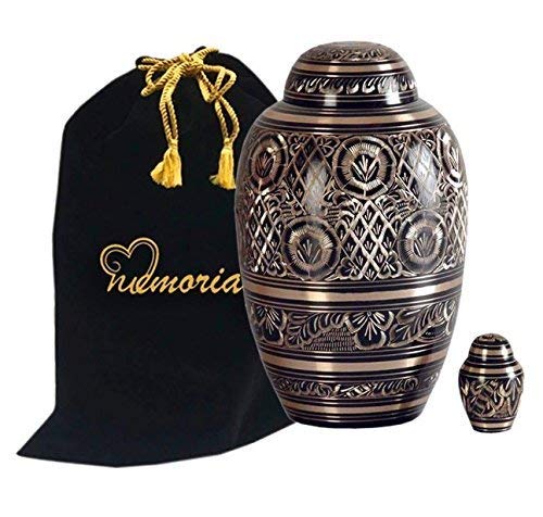 MEMORIALS 4U Radiance Cremation Urn With Free Keepsake - Black & Gold Urn - Radiance Urn - Adult Funeral Urn Handcrafted - Affordable Urn for Ashes