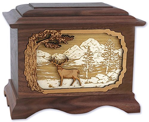 Wood Cremation Urn - Walnut Whitetail Deer Ambassador