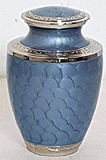 Cremation Urn, Solid Brass Adult Funeral Cremation Urn, Air Force Blue with Velvet Bag