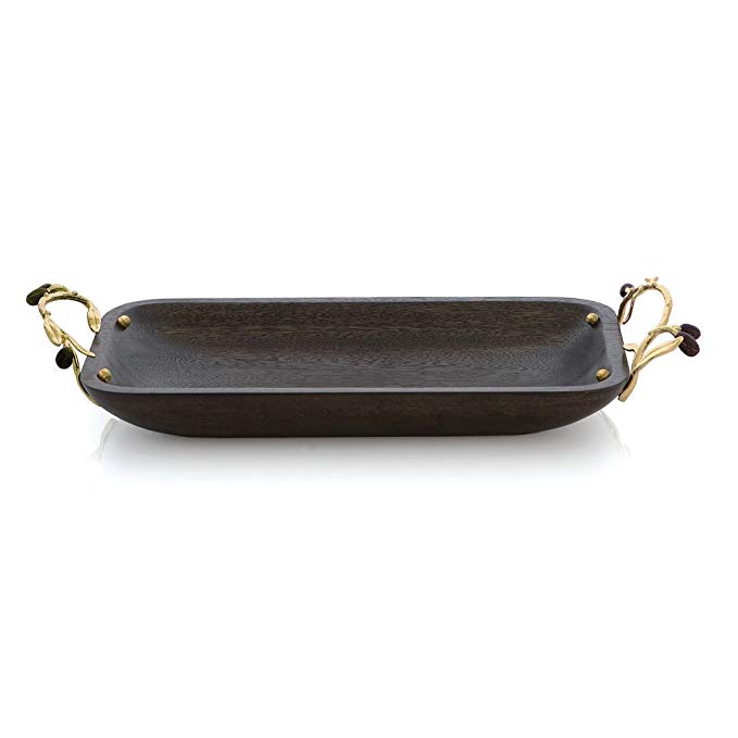 Michael Aram Olive Branch Gold Wood Platter