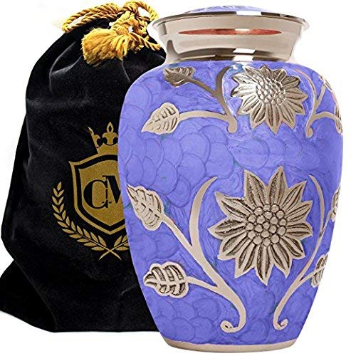 Connolly Memorials Floral Elegance - 100% Brass Burial or Funeral Adult Cremation Urn for Human Ashes - Adult, Large (Lilac, Large)…