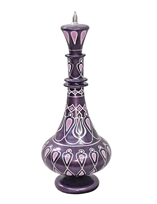 LJ218 Hand Painted MouthBlown Glass Arabesque Purple Mulberry Jeannie Bottle