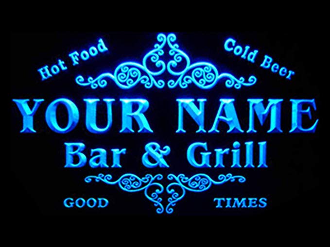 u-tm-b Name Personalized Custom Family Bar & Grill Beer Home Bar LED Neon Sign Blue 24