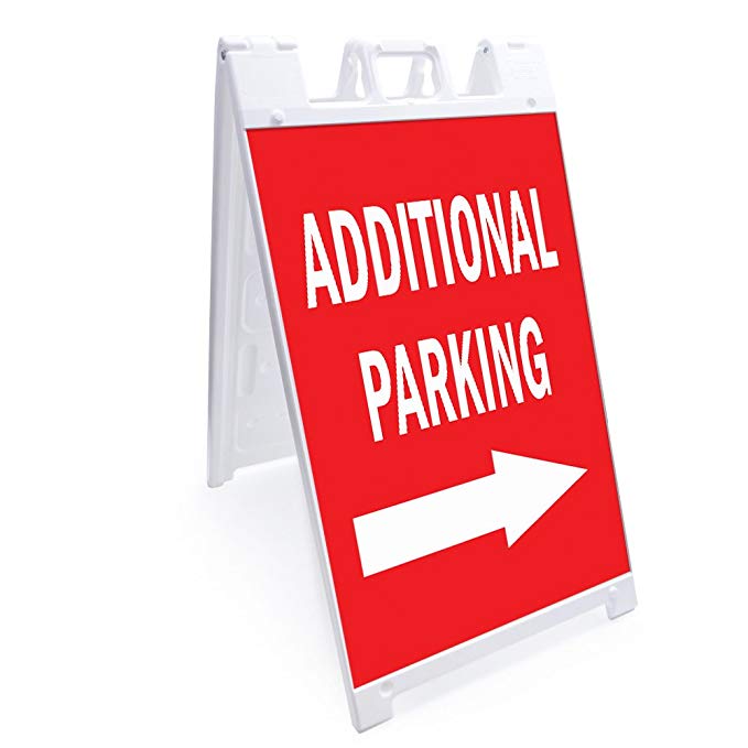 A-Frame Additional Parking with Arrow Sign with Graphics On Each Side | 24