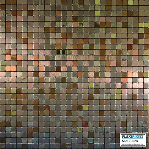 FLEXIPIXTILE,4-Piece Aluminum Mosaic Tile, Peel & Stick, Backsplash, Accent Wall, The Palace