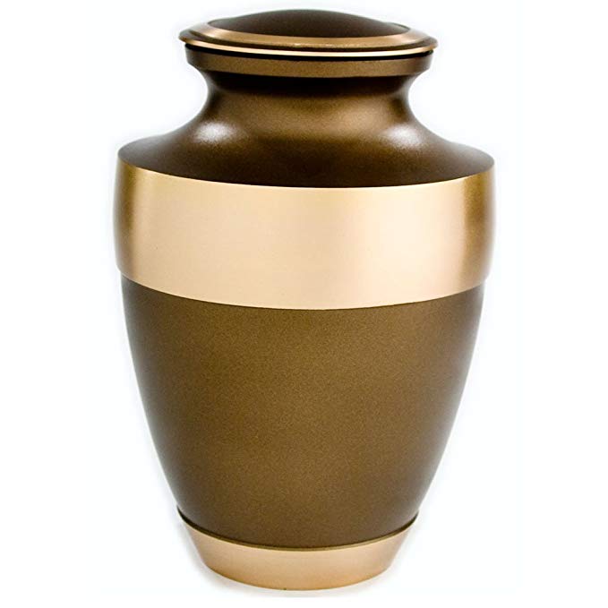 Beautiful Life Urns Athens Chestnut Adult Cremation Urn Classic, Elegant Brass Funeral Urn (Large)