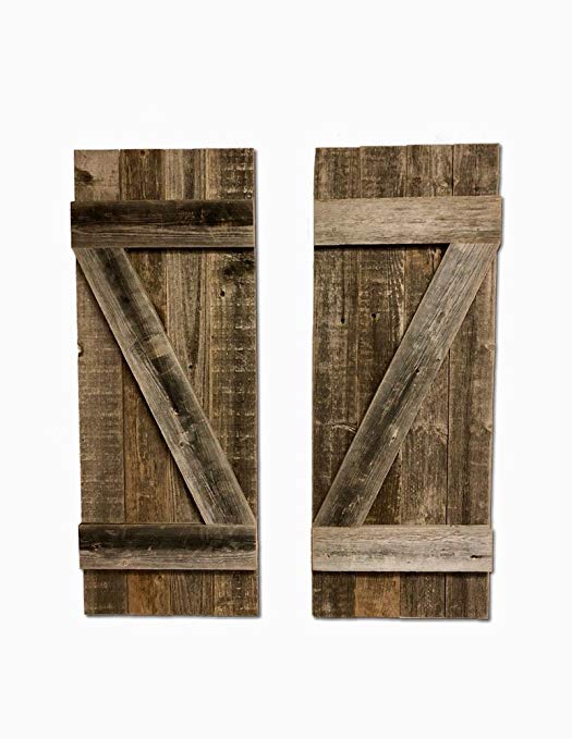 BarnwoodUSA | Rustic Farmhouse Window Shutters (Set of 2) | Made 100% Reclaimed Recycled Wood | Rustic Interior Window Shutters | Traditional Country Style Home Decor | Made in USA