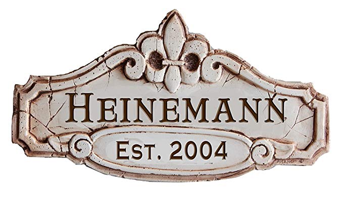 Personalized Name or Address Sign with Fleur De Lis Accent