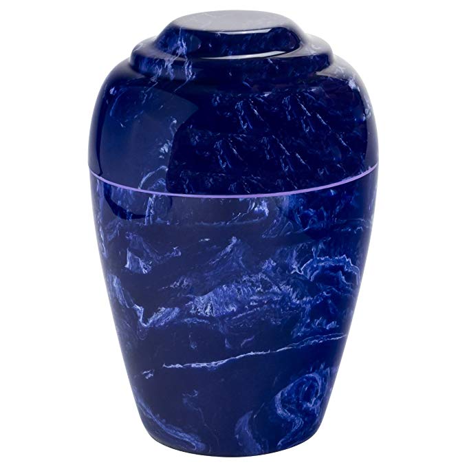 Silverlight Urns Cobalt Grecian Cultured Marble Urn by Mackenzie Vault, Blue Stone Urn, 10.5 Inches Tall