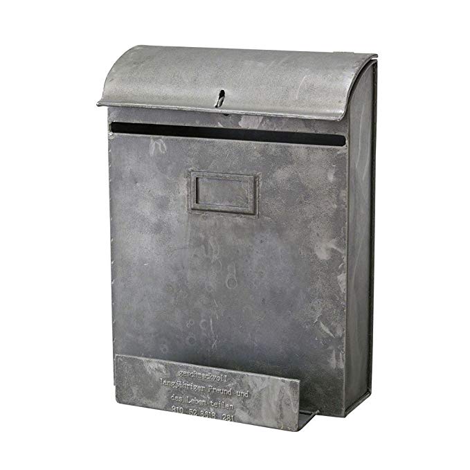 Time Concept Geshmack Metal Iron Antique Style Storage - Wall Mount Post Box with Newspaper Holder - European Retro Inspired, Tinplate Box, Home Décor