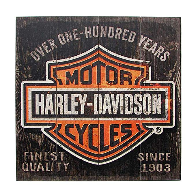 Harley-Davidson 28 x 28 Over One Hundred Years B&S Wood Sign W11-HARL-SHIELD