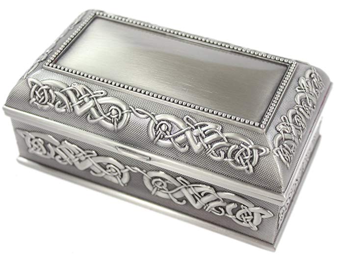 Mullingar Pewter Jewelry Box With Celtic Pattern