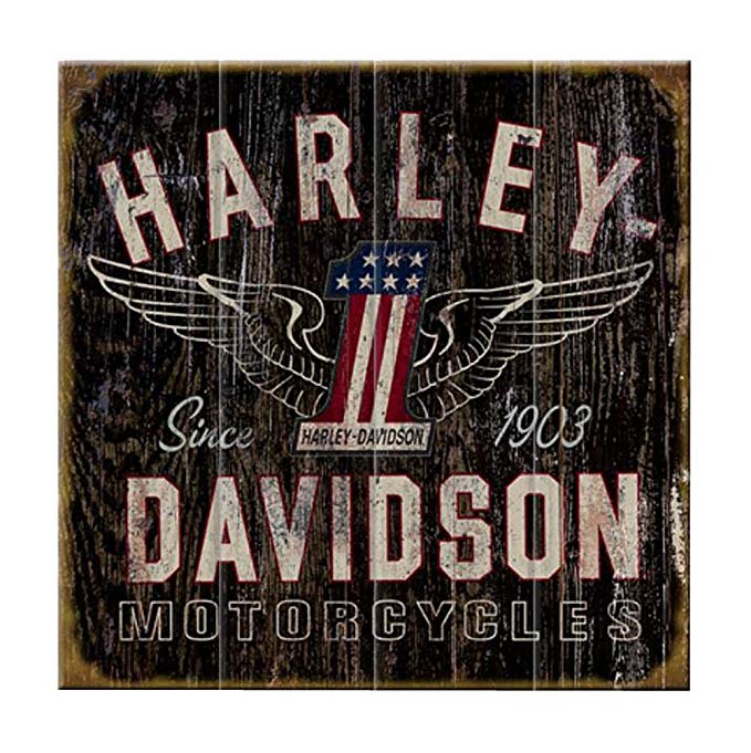 Harley-Davidson 28 x 28 Genuine Winged #1 Distressed Wood Sign W11-HARL-GCGPX12