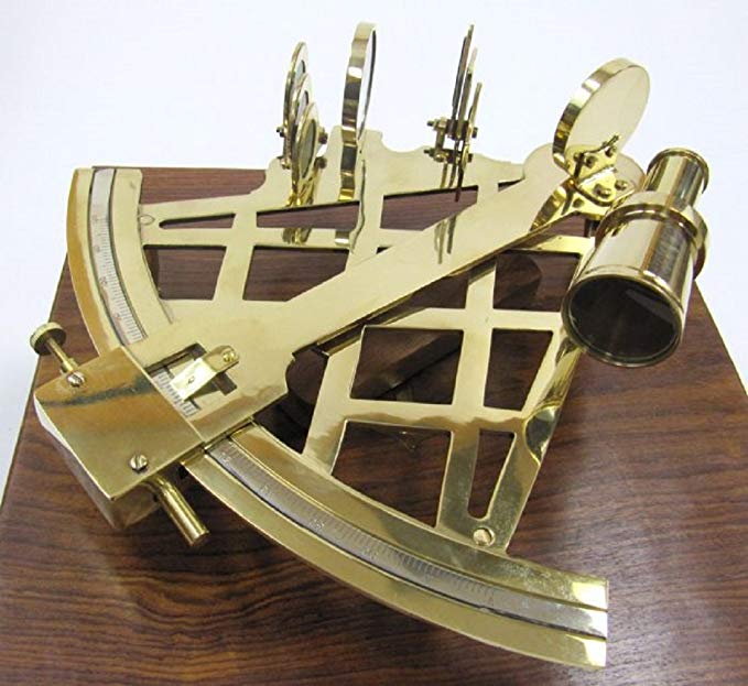 Large Brass Sextant W/ Wooden Box - 10