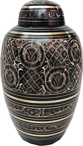 Brass Urns for Human Ashes Adult by, Large Cremation Urns for Ashes Large, Hand Carved Funeral Urns for Dogs, Dome Top Keepsake Urns, Dog Urns, Pet Urns, Cat Urns, Urns 250 Cu/In