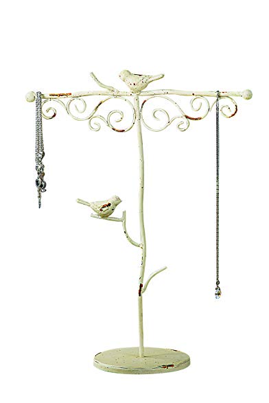 Creative Co-Op DE2508 Cottage Chic Decorative Metal Jewelry Holder with Birds