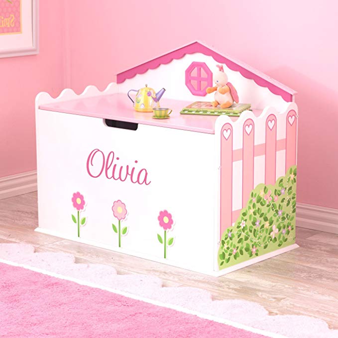 Personalized Hearts and Blooms Toy Box