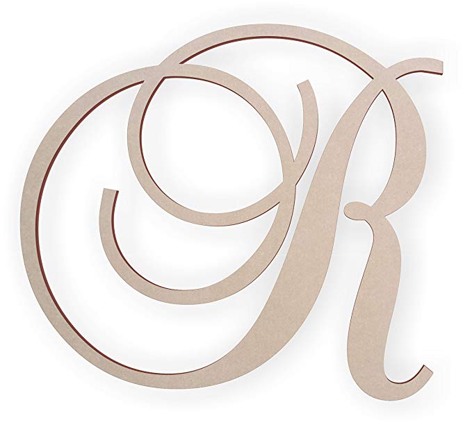 Jess and Jessica Wooden Letter R, Wooden Monogram Wall Hanging, Large Wooden Letters, Cursive Wood Letter